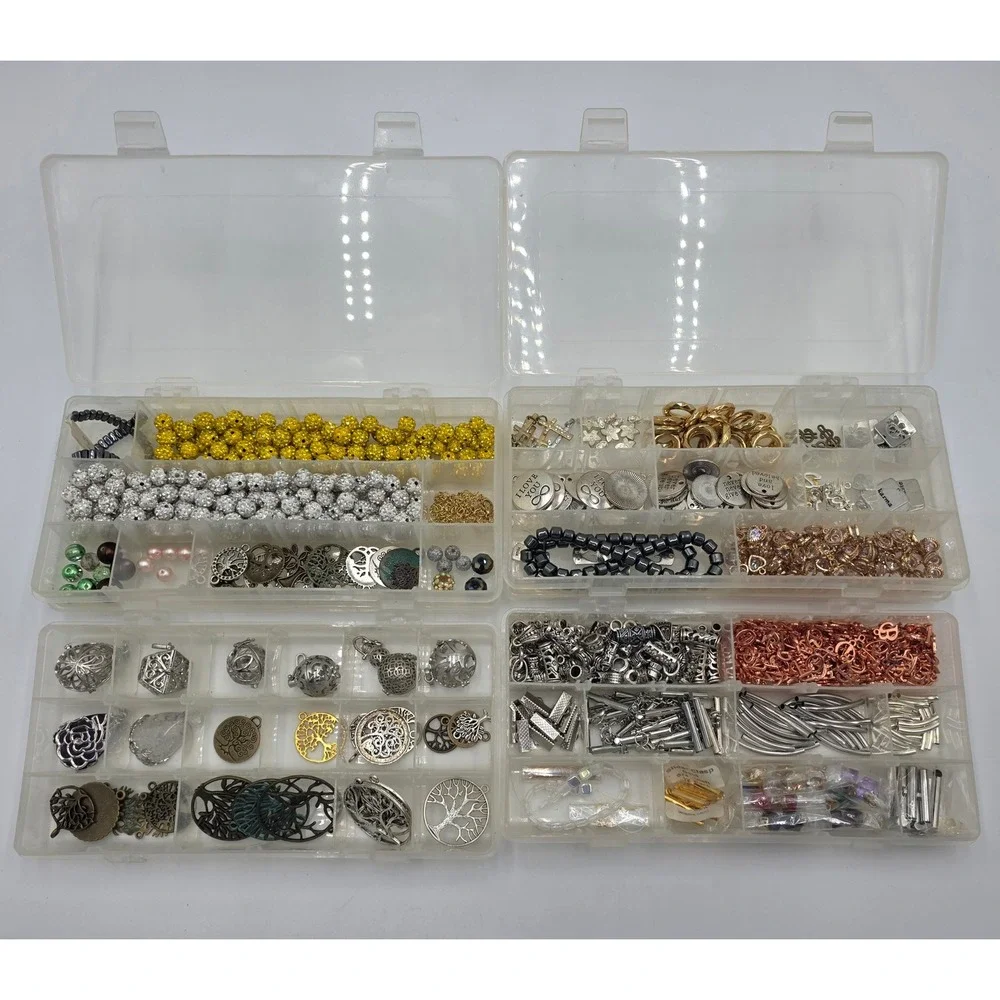 Jewelry Making Supply Lot of 900pc Beads Charms Findings Tree of Life Rhinestone
